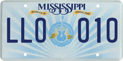 MS license plate LLO010