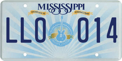 MS license plate LLO014