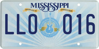 MS license plate LLO016