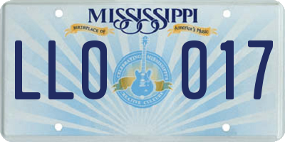 MS license plate LLO017