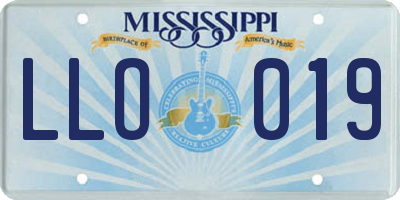 MS license plate LLO019