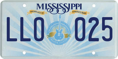 MS license plate LLO025