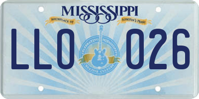 MS license plate LLO026