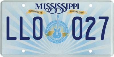 MS license plate LLO027