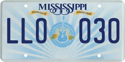 MS license plate LLO030