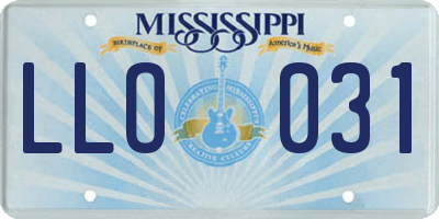 MS license plate LLO031