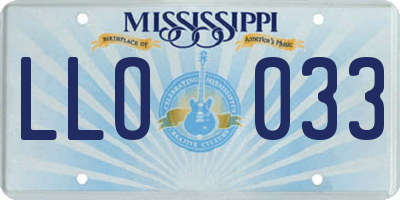 MS license plate LLO033