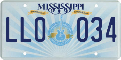 MS license plate LLO034