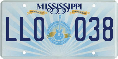 MS license plate LLO038