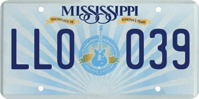 MS license plate LLO039