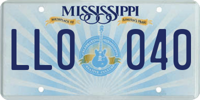MS license plate LLO040