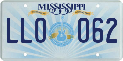 MS license plate LLO062