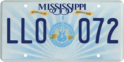 MS license plate LLO072