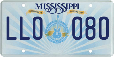 MS license plate LLO080
