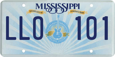 MS license plate LLO101