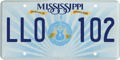 MS license plate LLO102