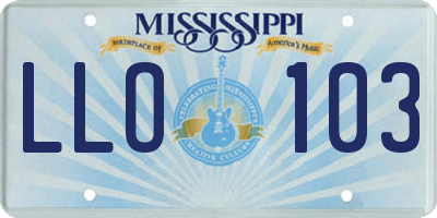 MS license plate LLO103