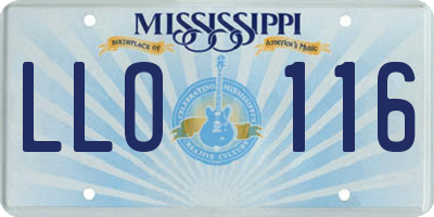 MS license plate LLO116