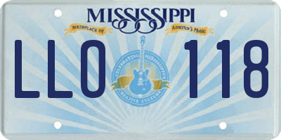 MS license plate LLO118