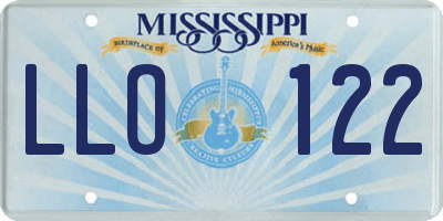 MS license plate LLO122