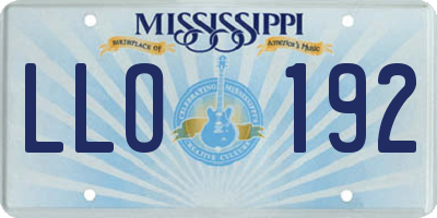 MS license plate LLO192