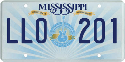 MS license plate LLO201