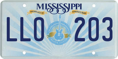 MS license plate LLO203