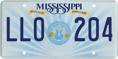 MS license plate LLO204