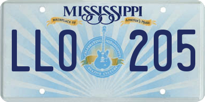 MS license plate LLO205