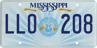 MS license plate LLO208