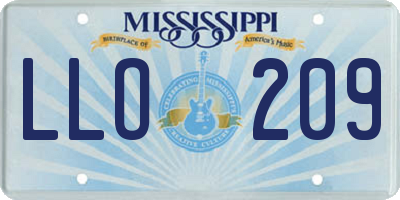MS license plate LLO209