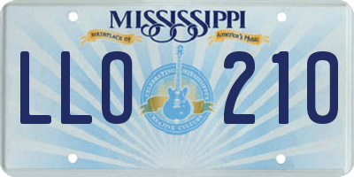 MS license plate LLO210