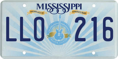 MS license plate LLO216