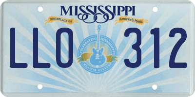 MS license plate LLO312