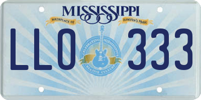 MS license plate LLO333