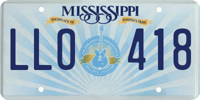 MS license plate LLO418
