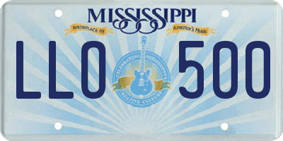 MS license plate LLO500