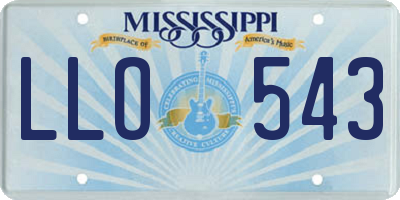 MS license plate LLO543