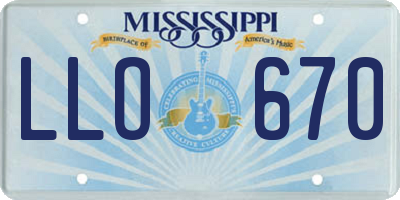 MS license plate LLO670