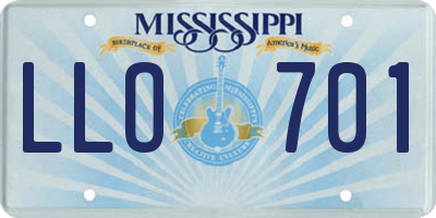 MS license plate LLO701