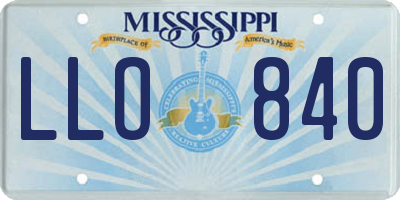 MS license plate LLO840