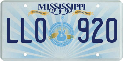MS license plate LLO920
