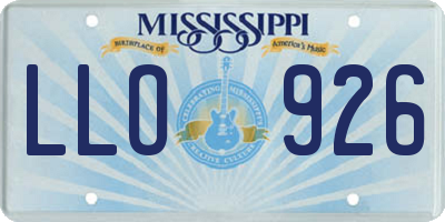 MS license plate LLO926