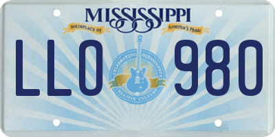 MS license plate LLO980