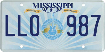 MS license plate LLO987