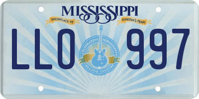 MS license plate LLO997