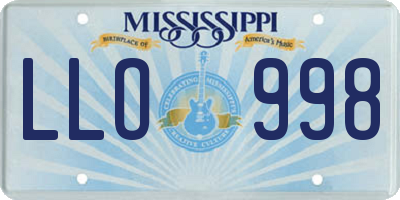 MS license plate LLO998