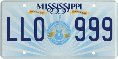 MS license plate LLO999