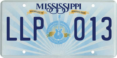MS license plate LLP013