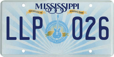 MS license plate LLP026
